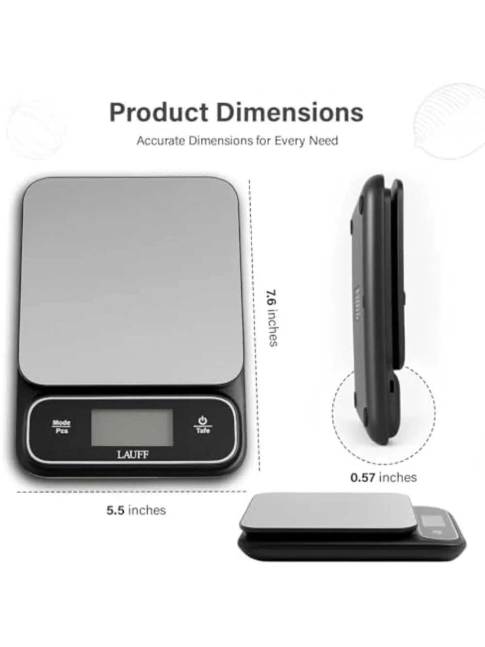 Precision Digital Kitchen Food Scale - Waterproof, Grams & Ounces, LCD Display